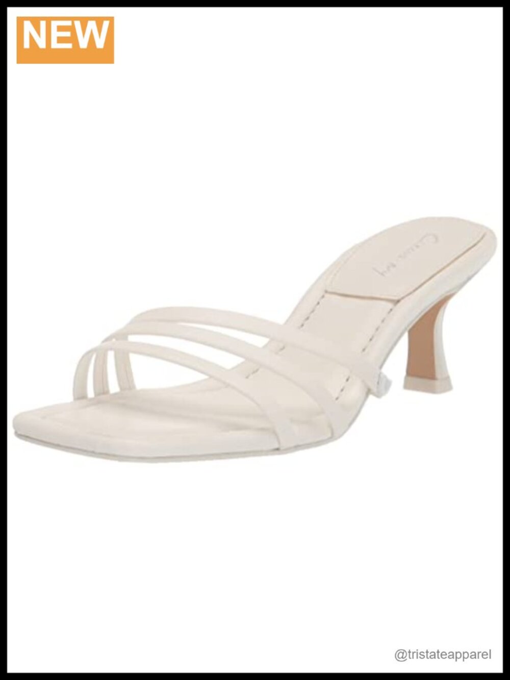 Strappy Kitten Heel Sandal Square Toe Slip On Ankle Strap
